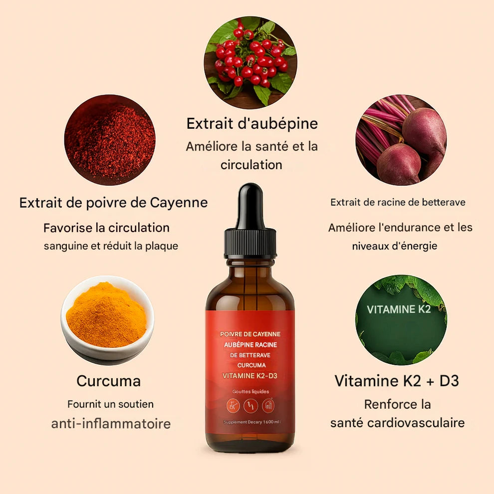 Supplément de poivre de Cayenne en gouttes liquides