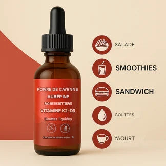 Supplément de poivre de Cayenne en gouttes liquides